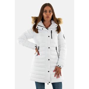 DOUDOUNE doudounes superdry fuji hooded mid lenght puffer 04c white