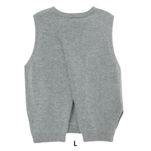 GILET - CARDIGAN Débardeur,Gilet en tricot pour femmes,pull sans manches,Portable,réutilisable,lavable,de remplacement,couleur unie- Grey L[C845]