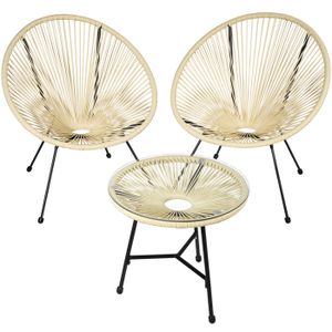 Ensemble table et chaise de jardin TECTAKE Ensemble table et chaises de jardin SANTANA Résistant aux intempéries Résistant aux UV - Beige