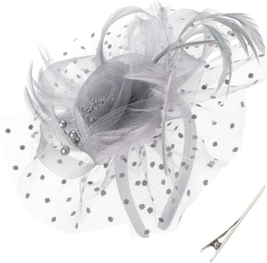 Fascinator Chapeau Tea Party Vintage Avec Plumes - Chapeau Cocktail Bandeau Pour Femmes