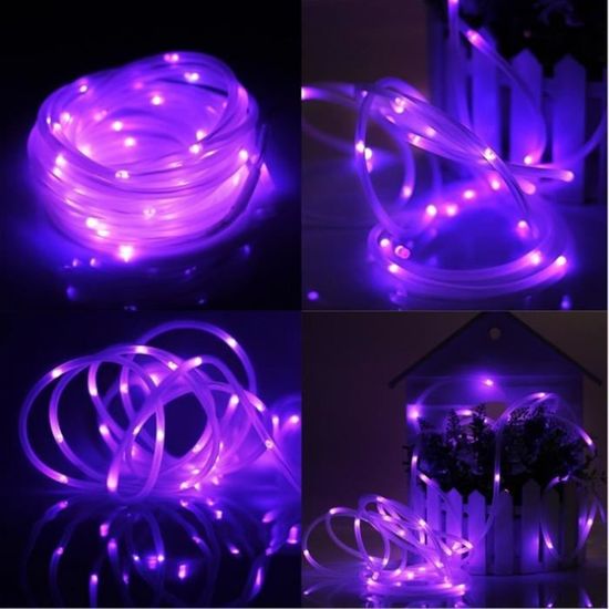 100 LEDs Guirlande Solaire 12M Guirlande Lumineuse étanche IP65, pour Mariages, Fêtes et Noël, éclairage de Noël (violet)