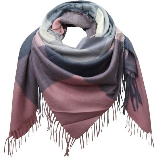 Écharpe D'Hiver Pour Femme Pashminas Franges Plaid Écharpe De