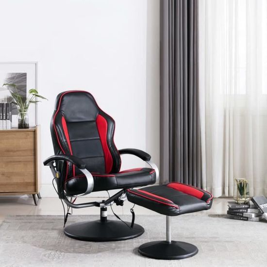 MAGIC®Fauteuil de massage Fauteuil Electrique|Fauteuil de soins|Chaise Relaxation de Bureau avec repose-pied Noir et rouge Similicui