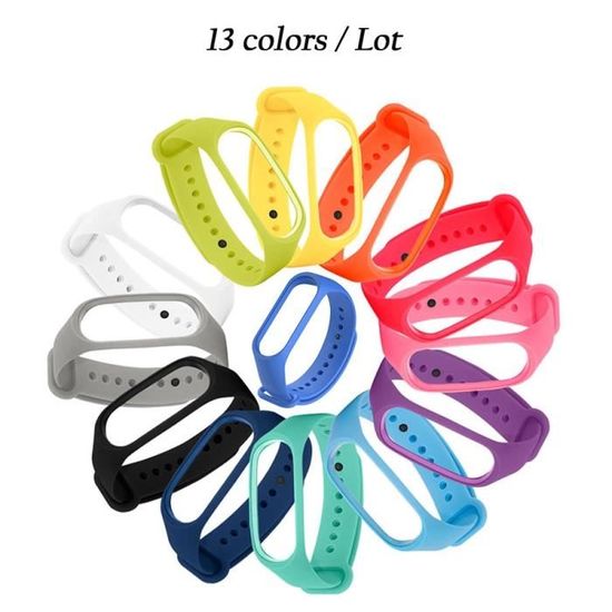 13 pièces-lot coloré Bracelet en Silicone pour Xiaomi 5 4-3 sangles de montre en TPU pour Mi bande -13Pcs--Mi Band 4. Mi Band 3