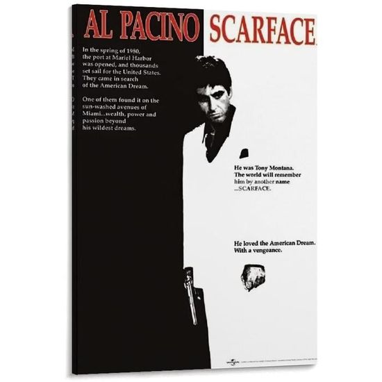 Toile Décorative Scarface - Portrait Tony Montana / Al Pacino - Impression Sur Toile Sans Marque