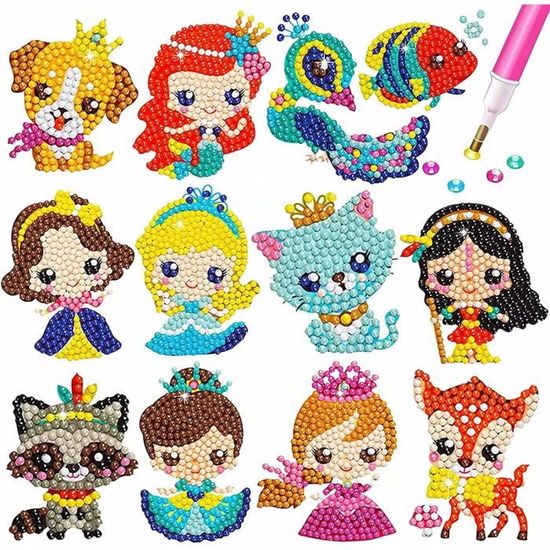 34 Pièces Diamond Painting Stickers pour Enfants 5D Autocollants de Peinture Diamant Animaux DIY Diamond Dotz Kit pour Enfants - Beaux-Arts et Loisirs créatifs