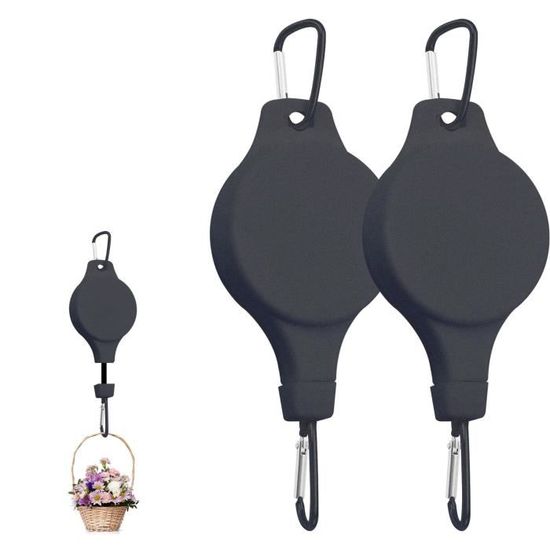 Lot De 2 Poulies Rétractables Pour Plantes - Portée 25 Kg, Longueur Max 160 Cm - Pour Balcon, Jardin