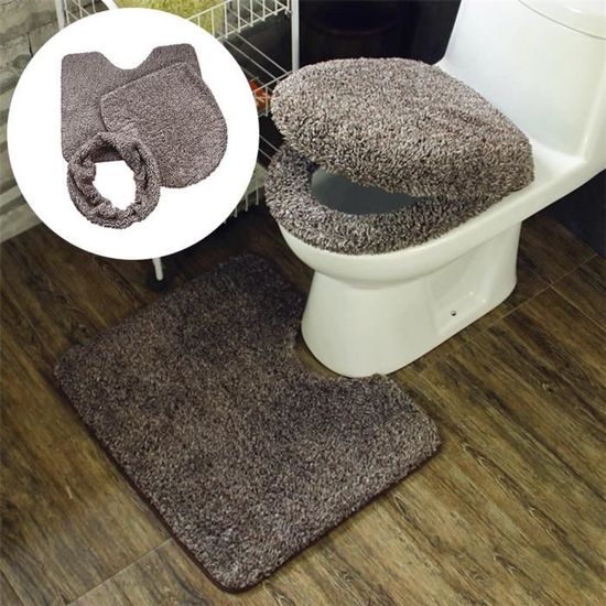 Abattant Wc,Tapis de salle de bain universel en peluche chaude 3 pièces-ensemble couverture de coussin de toilette chaud - Type B