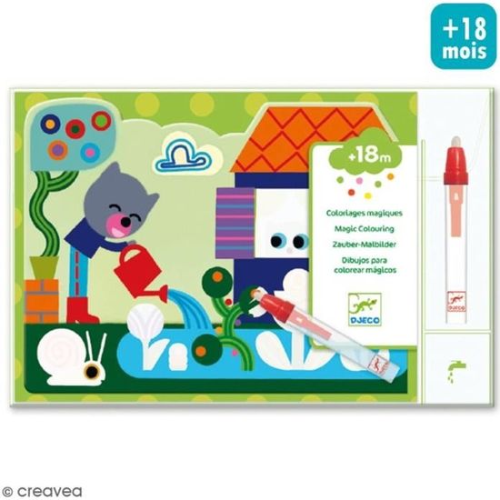 Coloriages magiques - DJECO - Caché dans le jardin - Pour enfant de 18 mois et plus - Lot de 5