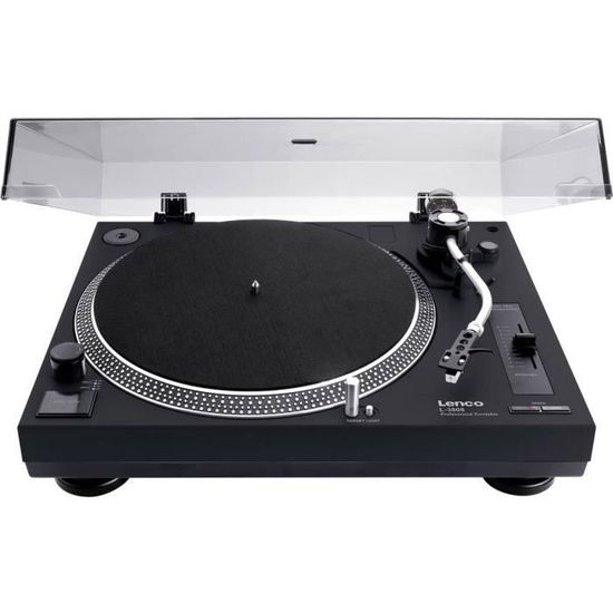 Lenco L-30BK Platine Vinyle Entraînée Par Courroie Noire - Semi-Automatique, USB, Arrêt Auto, 33/45 Tours