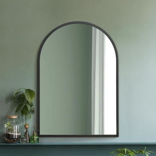 Miroir Mural Arche HOMCOM - 110x65 Cm, Cadre Bois Brun Foncé, Prêt à Accrocher