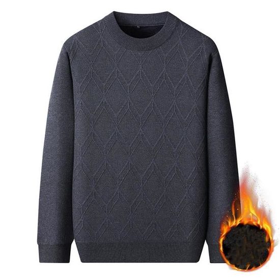 Pull Homme 1/4 Zip Col Montant - Doublé Polaire, Tissu Chaud, Coupe Slim, Pour Automne/Hiver