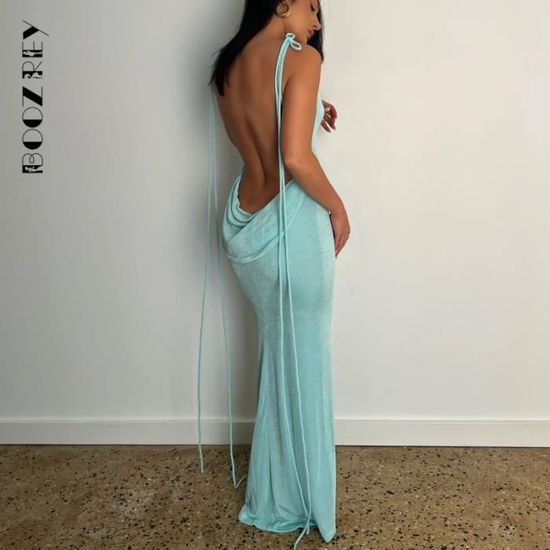 halter Robe demoiselle d'honneur longue unique satin doux avec fente latérale sexy volants sirène pour mariage