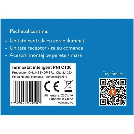 Thermostat Intelligent PNI CT36 WiFi - Programmation Hebdomadaire - Application TuyaSmart