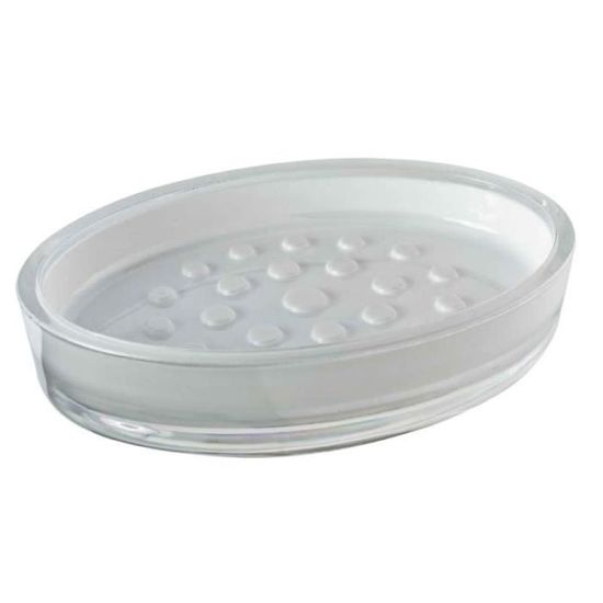 Porte-savon MSV Papeete - Acier Inoxydable Et Plastique Transparent/gris - Dimensions 13x10x3 Cm - 5