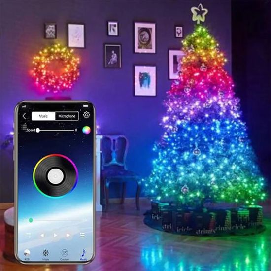 Guirlande Lumineuse Sapin De Noël XXL - 8,1 Mètres, 100 LED Blanc Chaud - Piles (3xAA) - Intérieur/extérieur