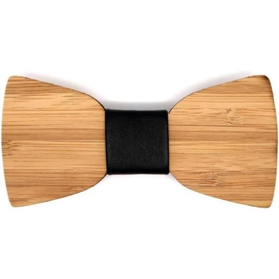 Noeud Papillon En Bois Naturel Et Cuir - Fait Main, Réglable, Plusieurs Modèles (coeur, Papillon, Licorne...)