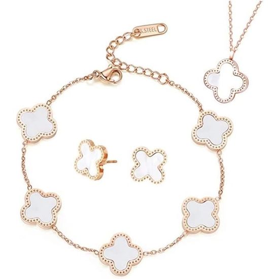 Collier Trefle A 4 Feuille Parure Bijoux Trèfle 4 Feuilles - Collier, Boucles D'oreilles & Bracelet Boucle D'oreille 4 Feuilles Trefle