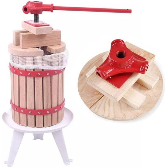 Pressoir à Fruits TecTake 18L - Bois De Chêne - Presse Mécanique Pommes, Raisins