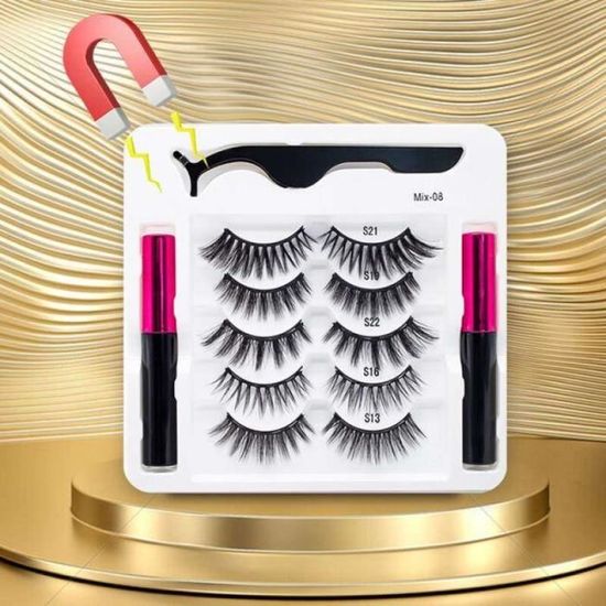 Faux Cils Magnétiques 3 Paires - Naturel, Réutilisable, Facile à Poser