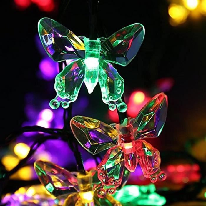 Guirlande Solaire Papillons 5m 20LED - 8 Modes étanche IP65 Pour Jardin Terrasse Décoration