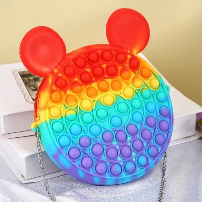 Sac Pop It Jouet sensoriel Bubble Sacs à bandoulière pour soulager le stress – Jouet en silicone - Mickey