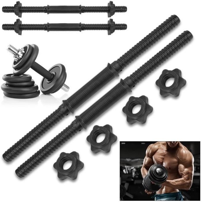 KIMISS (2 pcs) barres d'haltères d'entraînement à domicile de gymnastique poignées de levage de poids avec 4 collier Spinlock