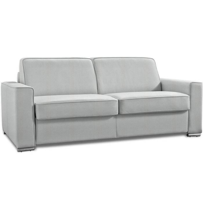 Canapé convertible 2-3 places EXCELLENCE 120 cm matelas MEMORY 18 cm inclus polyuréthane gris clair gris Cuir Inside75