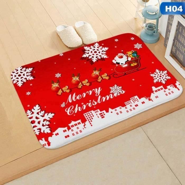 Tapis de Père Noël en flanelle Tapis de sol Tapis de sol Tapis de sol antidérapant pour la maison H04