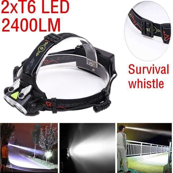 Lampe frontale puissante LED XM-L 2xT6 T6 LED 18650 ca-466