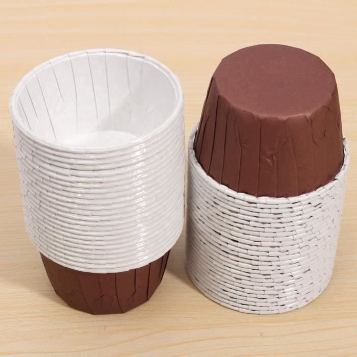 50pcs Caissette Papier Muffin Cupcakes Dessert Gâteau Moules Jetable Coupe Moule brown L04053