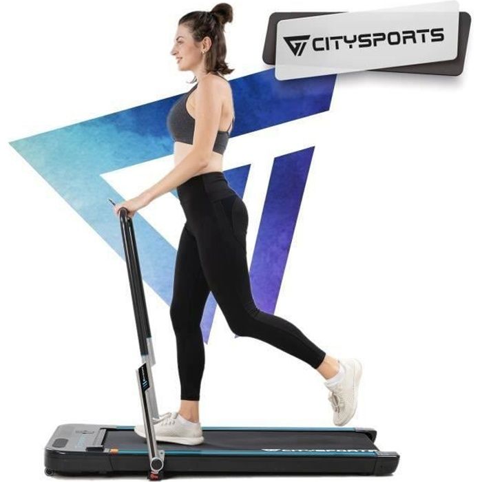 CITYSPORTS Tapis de Course Pliable, Accoudoir et Télécommande Contrôlables, BluetoothIntégré, Vitesse 1-8km/h Adjustable