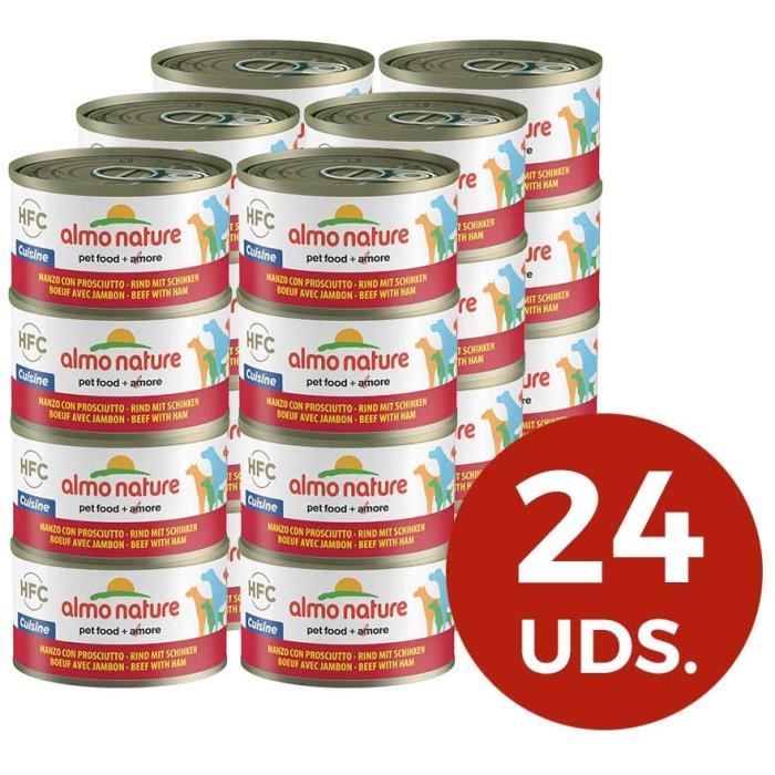Nourriture pour chiens almo nature HFC Cuisine Nourriture pour Chien Boeuf et Jambon 95 g Lot de 24 35964
