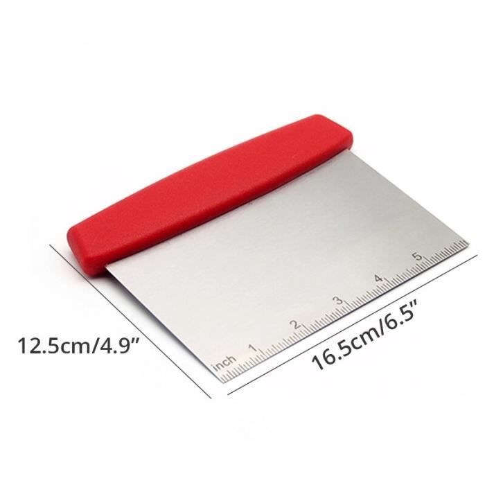 Leeseph grattoir et hachoir en acier inoxydable, grattoir à pâte, coupe pâte à Pizza, outils de cuisine~Rouge GF0308