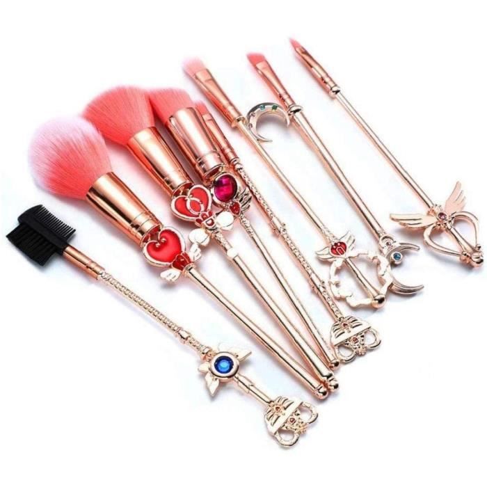 LAGE 8PCS Pinceaux Magic Set Sailor Moon Maquillage Pinceau Sakura cosmétiques Tool Kit poudre liquide Crème Rose 369