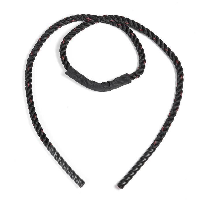 1pcs Corde Battle Rope Combat Gym Noir et Rouge Ø25mm 2.8m Wir66
