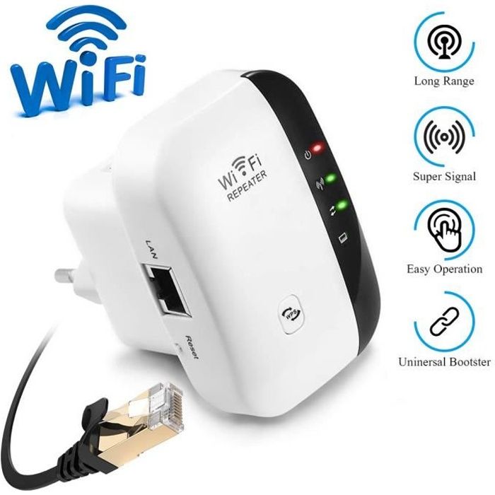 Rybozen Répéteur WiFi, WLAN Extenseur sans Fil, 300Mbps Amplificateur de Signal 2.4GHz avec AP Point d'accès-Port Ethernet-Antenn