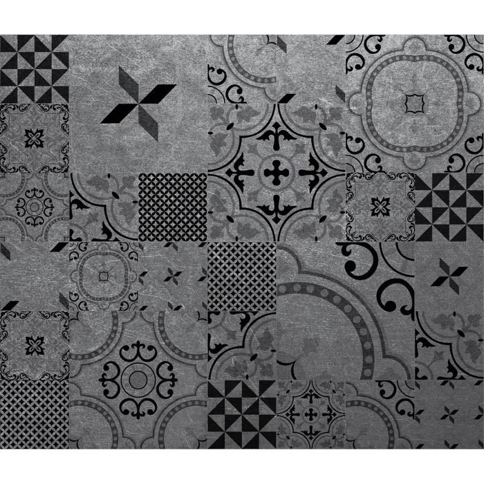 Crédence adhésive en alu imitation Métal - L. 20 x l. 20 cm - Noir