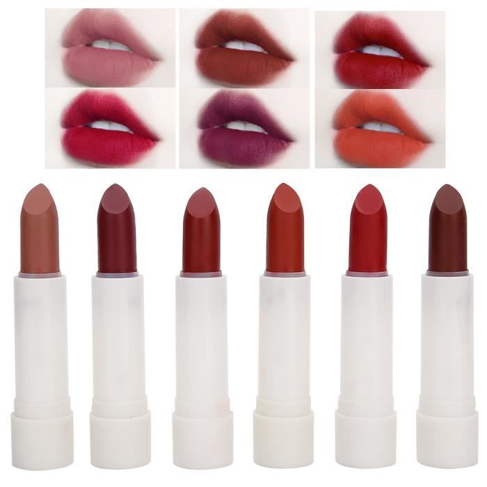 6pcs - set maquillage rouge à lèvres ensemble mat imperméable à l'eau longue tenue maquillage rouge à lèvres kit-LAF