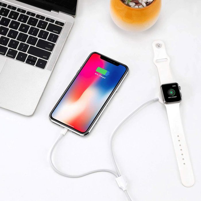 Câble lightning et pour Apple Watch 2 en 1 - Blanc