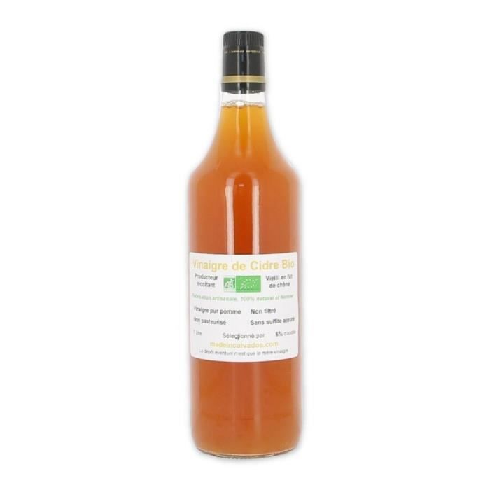 Vinaigre de cidre bio non pasteurisé vieilli en fût de chêne 1L - Made in Calvados