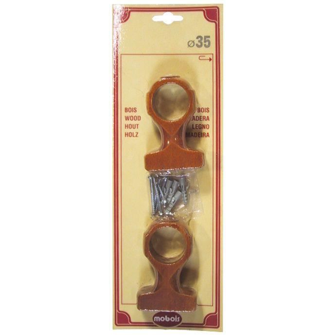 Support - D: 35 mm - lot de 2 - monobloc court - merisier