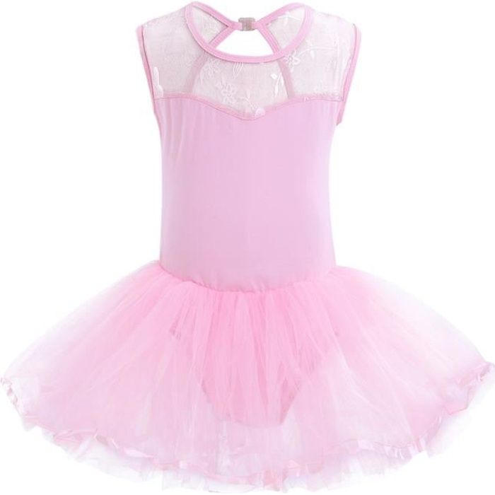 Tulle Tutu de Danse Classique Enfant Fille Ballet sans Manche Dancewear 3-14 Ans Rose