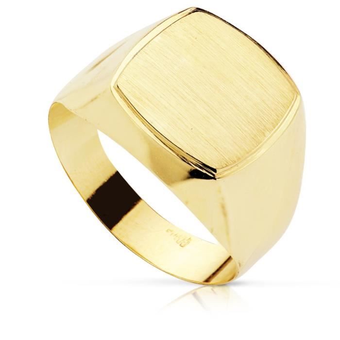 Chevalière lisse 9k or homme carré - Taille: 61
