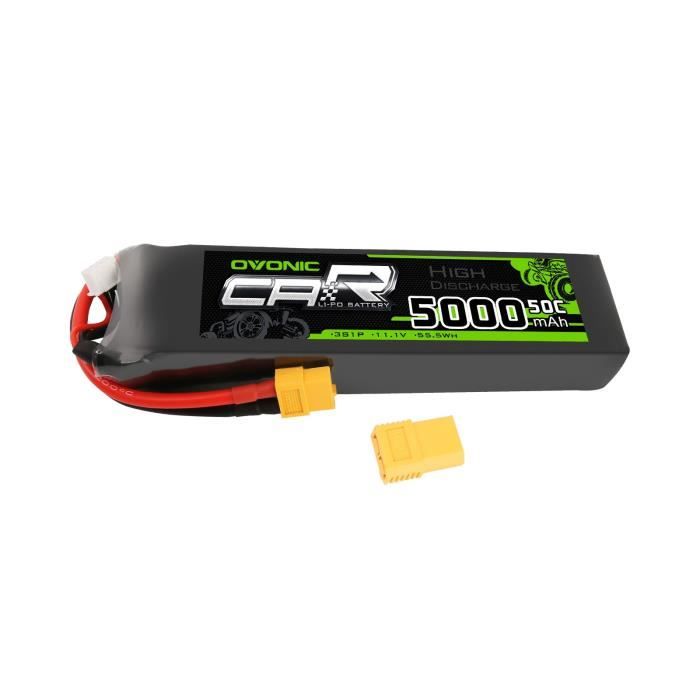 OVONIC 5000mAh 50C11.1V 3S Batterie LiPo avec prise XT60 et Trx pour Slash / E-Revo / UDR / X-Maxx