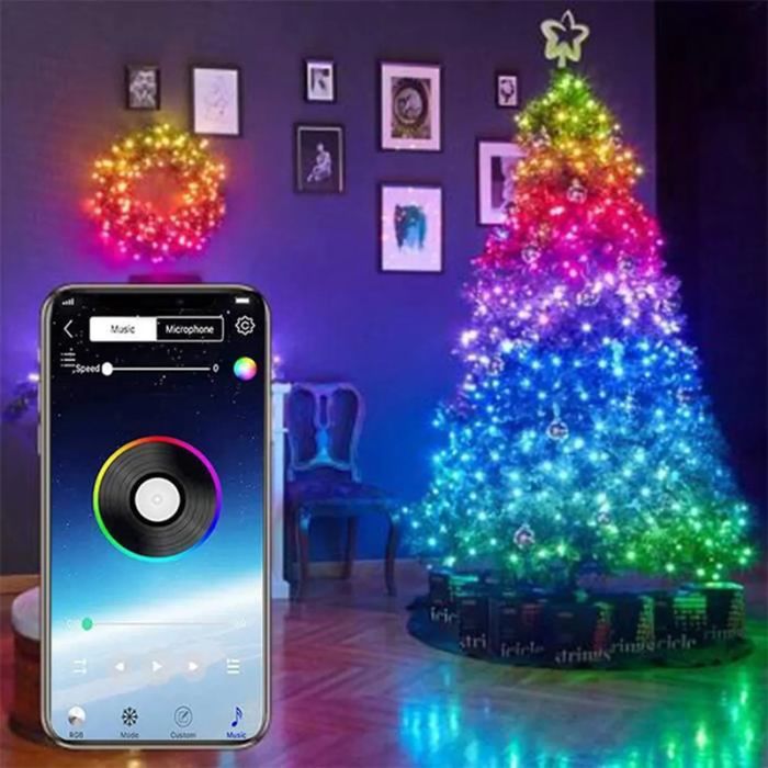 Guirlande Lumineuse 10M 100 LED IP44 Etanche Décoration Romantique pour Sapin de Noël Mariage Fête Festival Anniversaire Jardin