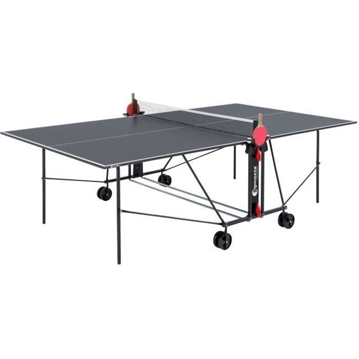 SPONETA Table Tennis de Table - Table Ping Pong Compacte - Usage Extérieur - Gris et noir