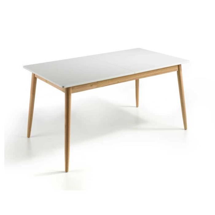 Table de repas à allonge Blanc/Chêne - KAIKOURA n°2 - L 160/210 x l 80 x H 76