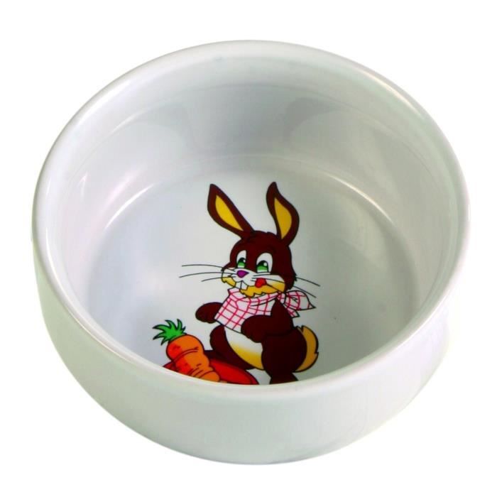 TRIXIE Ecuelle céramique avec motif lapin 250 ml/ø 11 cm pour rongeurs