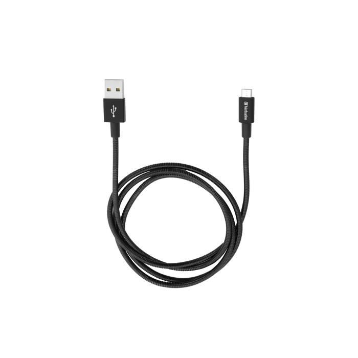 Verbatim Câble de synchronisation et de charge pour micro-USB, 100 cm, noir, 1 m, USB A, Micro-USB A, Mâle-Mâle, Noir